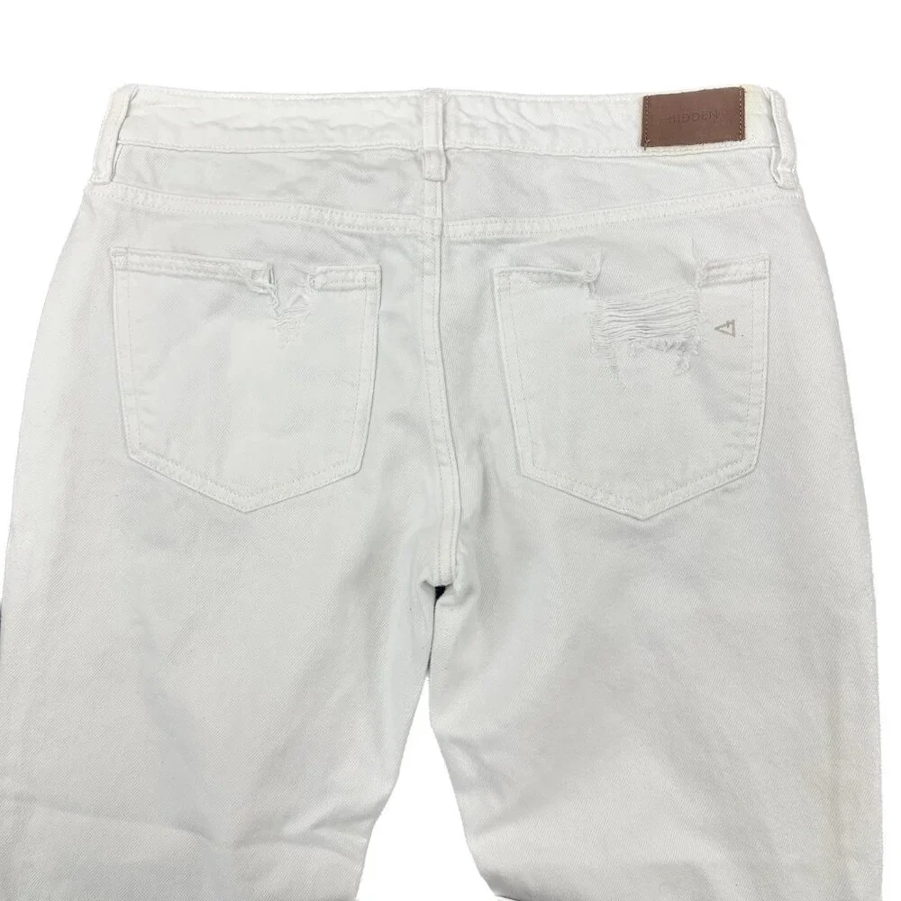 Hidden Distressed Raw Hem‎ Ankle Women's size 27 White Denim Jeans